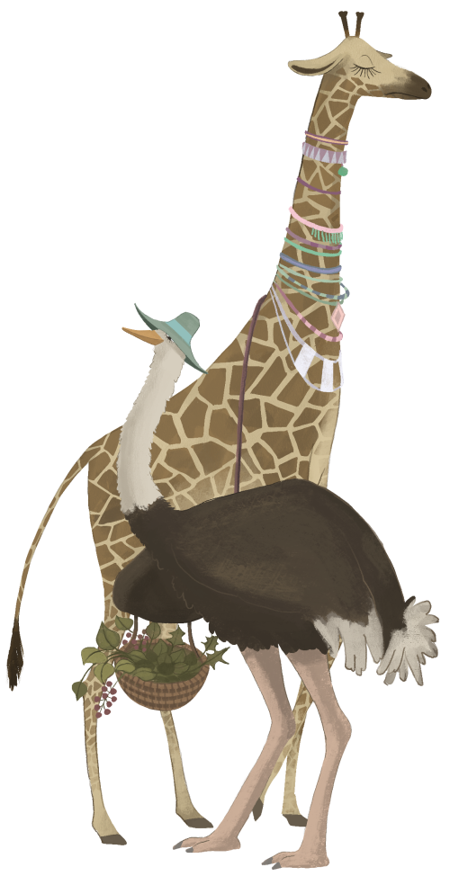 Giraffe and Ostritch Giraffe and Ostritch